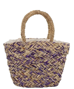 Woven Straw Handbag CTES-0018 PURPLE